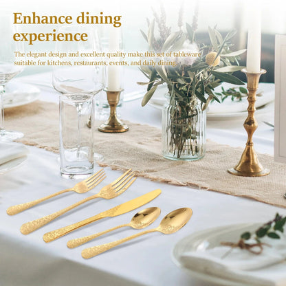 20pcs Silverware Set Floral Carved Stainless Steel Flatware Mirror Polished Cutlery Including Fork Spoon Knife Dishwasher Safe