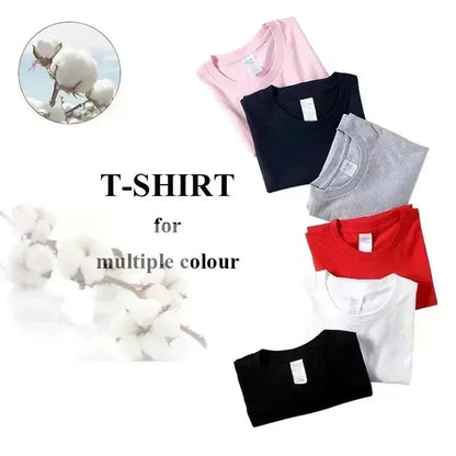 Summer New Letter-printed Short-sleeved T-shirts for Men and Women, Casual Loose Pure Cotton Couple Tops with Half Sleeves