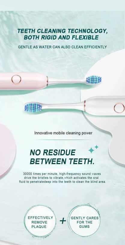 Adults Sonic Electric Toothbrush   with 6 Cleaning Modes USB Rechargeable with Multiple Replacement Brush Heads