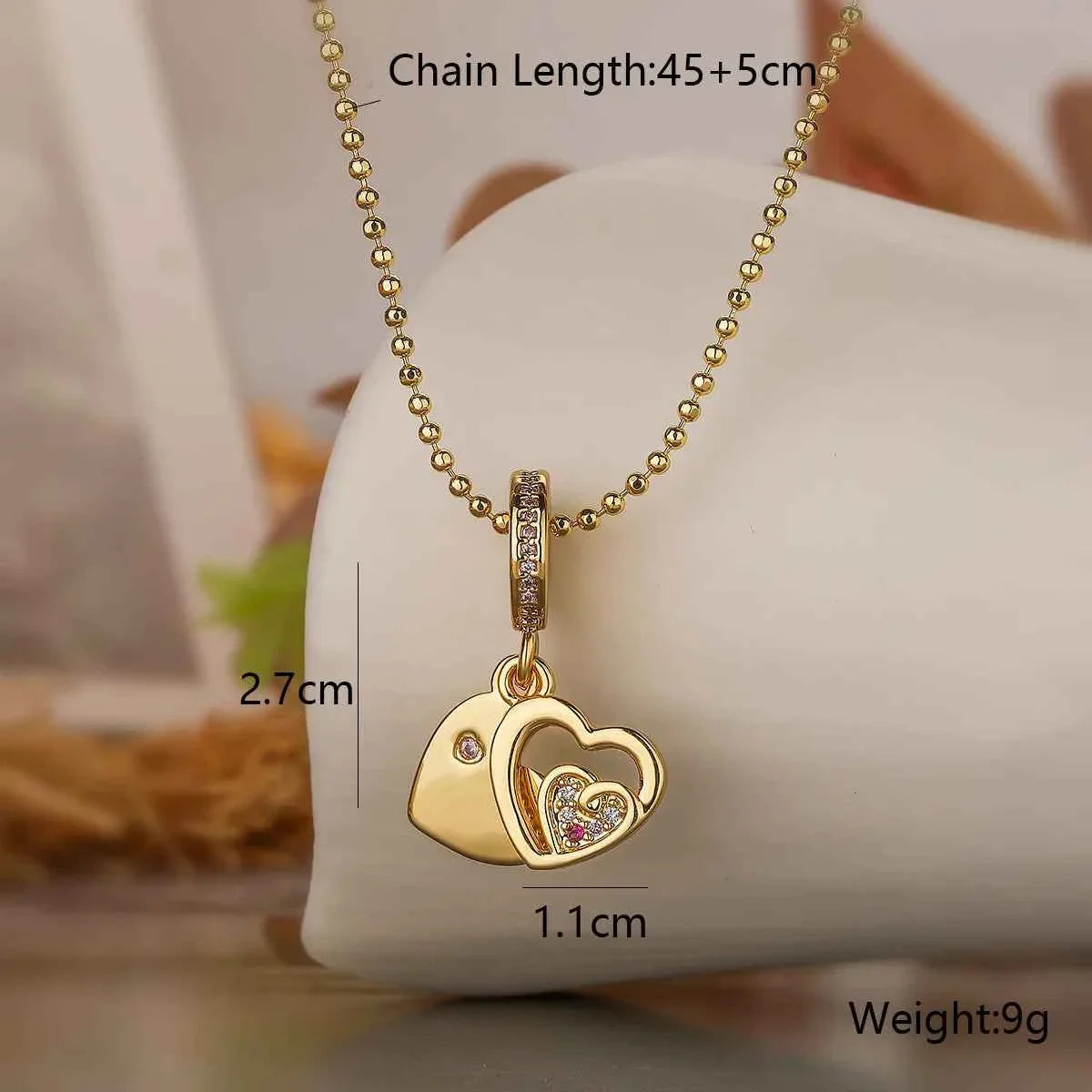 Mafisar Non-Fading Gold Color 316L Stainless Steel Party Jewelry Shiny AAA CZ Zircon Heart Pendants Necklaces For Women