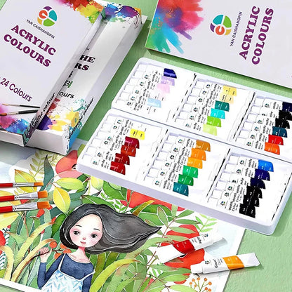 Acrylic Paint Set 12/18/24/36 Colors 12ml Tubes Non-Toxic Waterproof Art Craft Paints for Artists Kids Beginners School Supplies