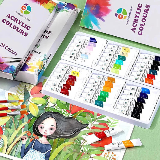 Acrylic Paint Set 12/18/24/36 Colors 12ml Tubes Non-Toxic Waterproof Art Craft Paints for Artists Kids Beginners School Supplies
