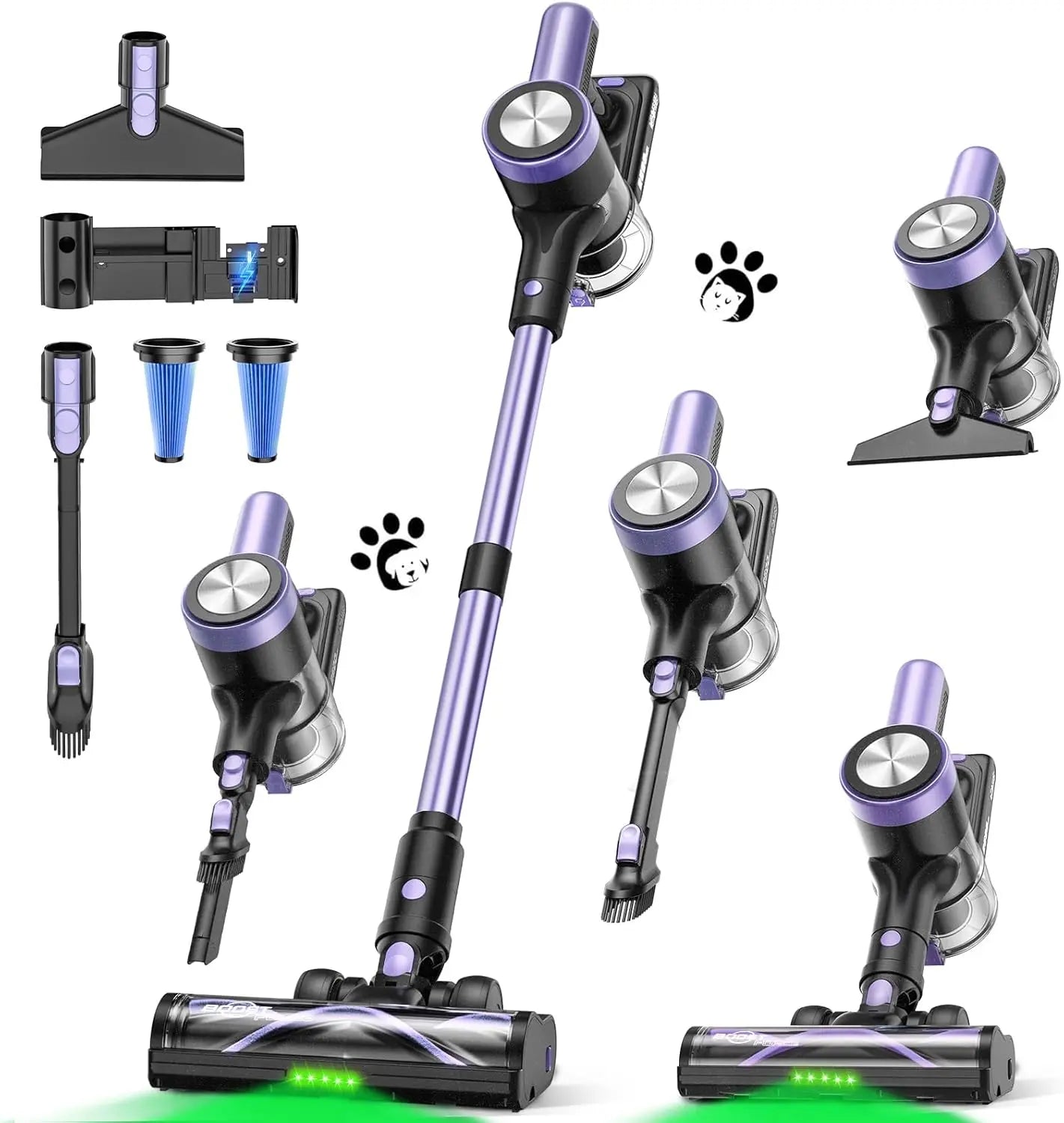 CordlVacuum Cleaner, 46KPa/500W Stick Vacuum with 55 Mins Runtime, Self-Standing Vacuum Cleaner for Home, LED Display, Anti