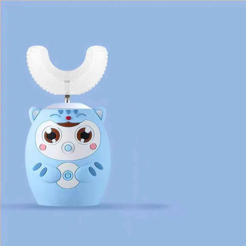 360° Sonic Electric Toothbrush U Shape Rechargeable for Kids Children Automatic Silicone Tooth Brush Smart Timer Blue Light IPX7