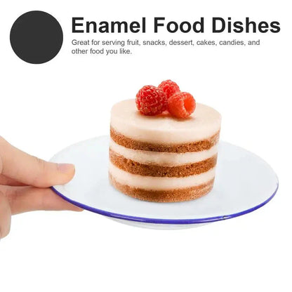 4 Pcs Serving Enamel Dish Set White Platters Enamelware Dishes Vegetarian Diet Dinner Plates