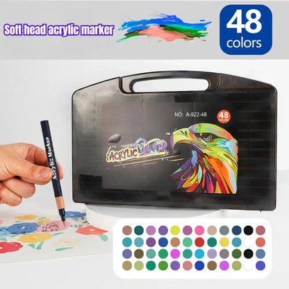 12/24/36/48 Colors Art Acrylic Markers Waterproof For Painting Wood Stone DIY Student Gift Art Stationery School Supplies