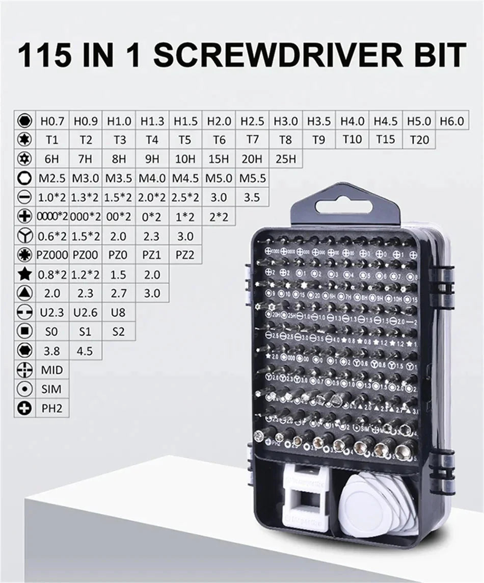 New 115 in 1 Professional Repair Tool Precision Screwdriver Set Magnetic Torx Hex Screw Driver Bits Kit for Xiaomi Mac PC iPhone