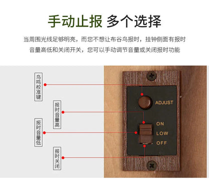 Cuckoo Luxury Wall Clocks Living Pendulum Room Large Decoration Wall Clocks Retro Wooden Home Decor Reloj De Pared MHBGZ
