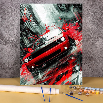 Acrylic Paint By Numbers Red Sports Car  Painting By Numbers On Canvas Coloring By Number For Adults Paint Digital Art
