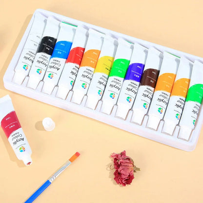 Acrylic Paint Set 12/18/24/36 Colors 12ml Tubes Non-Toxic Waterproof Art Craft Paints for Artists Kids Beginners School Supplies