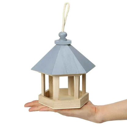 Wooden House Bird Feeder Outdoor Wooden Birds House Hanging Feeding Station Hollow Bird Feeder Food Container for Garden Park