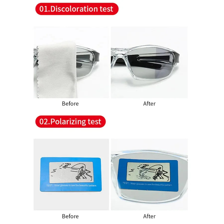 Photochromic Polarized Sports Vintage Sunglasses Men Women Fishing Cycling Driving Mountaineering Chameleon Sun Glasses UV400