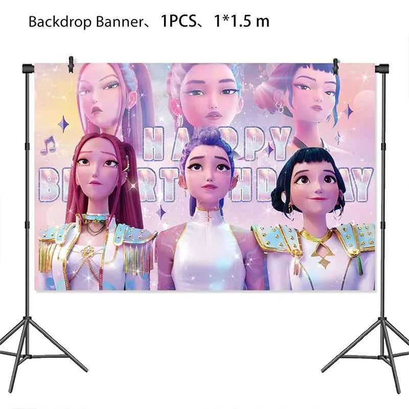 K-Pop Demon Hunters Birthday Decorations Girls Birthday Party Tableware Balloons Set Cup Plates Girls Favor Kpop Warriors Supply