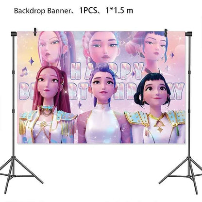 K-Pop Demon Hunters Birthday Decorations Girls Birthday Party Tableware Balloons Set Cup Plates Girls Favor Kpop Warriors Supply