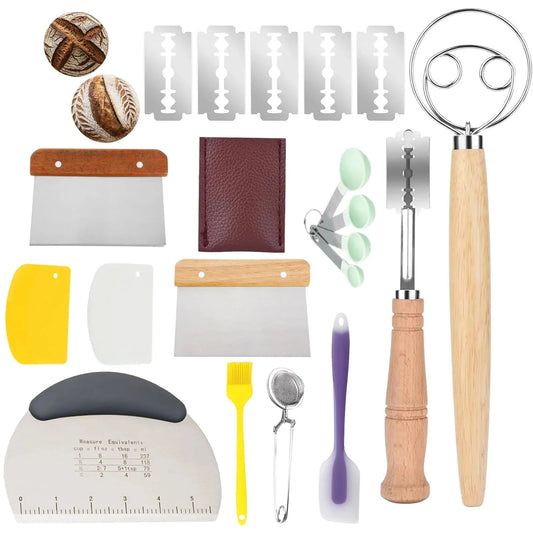 Sourdough Bread Baking Supplies Inclued Sourdough Danish Dough Whisk Bread Lame Scraper Dough Cutter Perfects Gift for Baker