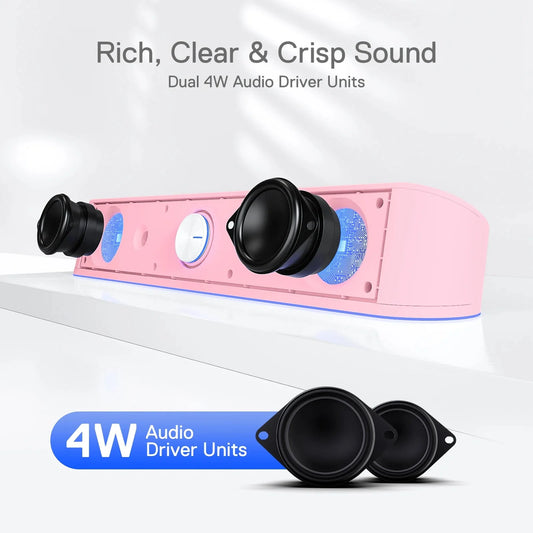 Redragon GS560 Adiemus RGB Desktop Soundbar - 2.0 Channel USB-Powered Gaming Speaker