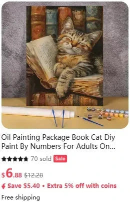 Canrichshop Black Cat Adult Paint by Number,Funny Bathing Cat Adults' Paint-by-Number Kits, Adults Beginners Unframed