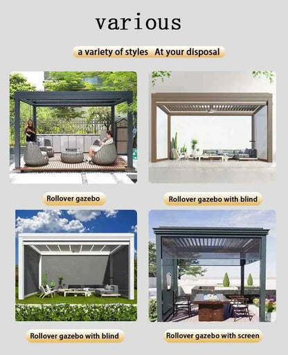 Automated Opening Waterproof Wingproof Louvered Motorized Aluminous Outdoor Living Garden Pergolas Gazebo Canopy Exterior Gazebo