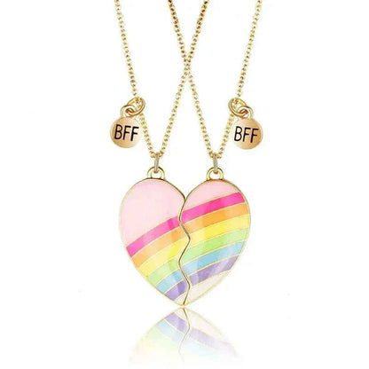 Cute 2 Pcs BFF Necklace Heart Pendant Best Friend Necklace Fashion Couple Chain Necklace Children Friendship Jewelry