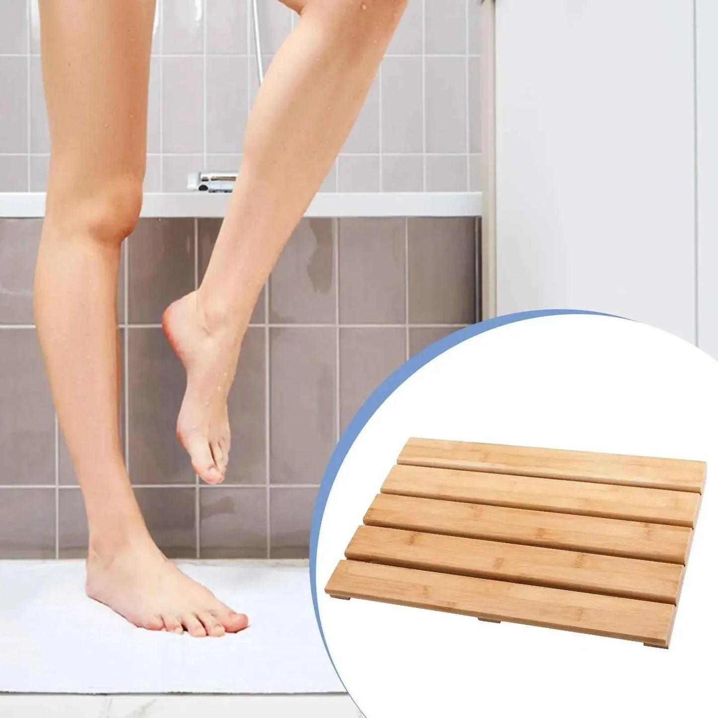 Bamboo Bath Mat Water Resistant Decoration Heavy Duty Non Slip Stylish Versatile Bathroom Accessories Shower Mat Floor Mat