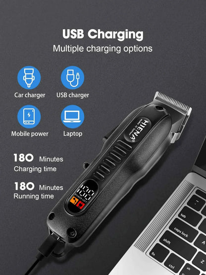 Professional Barber Electric Hair clipper LED display screen UBS charging Trimmer Powerful electric hair clipper trimmer tool