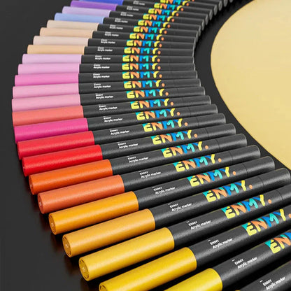 ENMY Acrylic Paint Markers Pen Soft Head Direct Liquid Graffiti Painting QuickDry Pigments Art Supplies for Felt