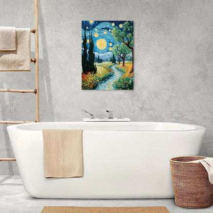 Starry Night Canvas Wall Art with Wood Frame - Perfect Home & Office Decor, Ideal Gift for Any Occasion
