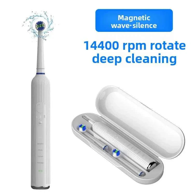 Rotating electric toothbrush with sonic vibration, multi-mode cleaning, dental care, convenient wireless charging