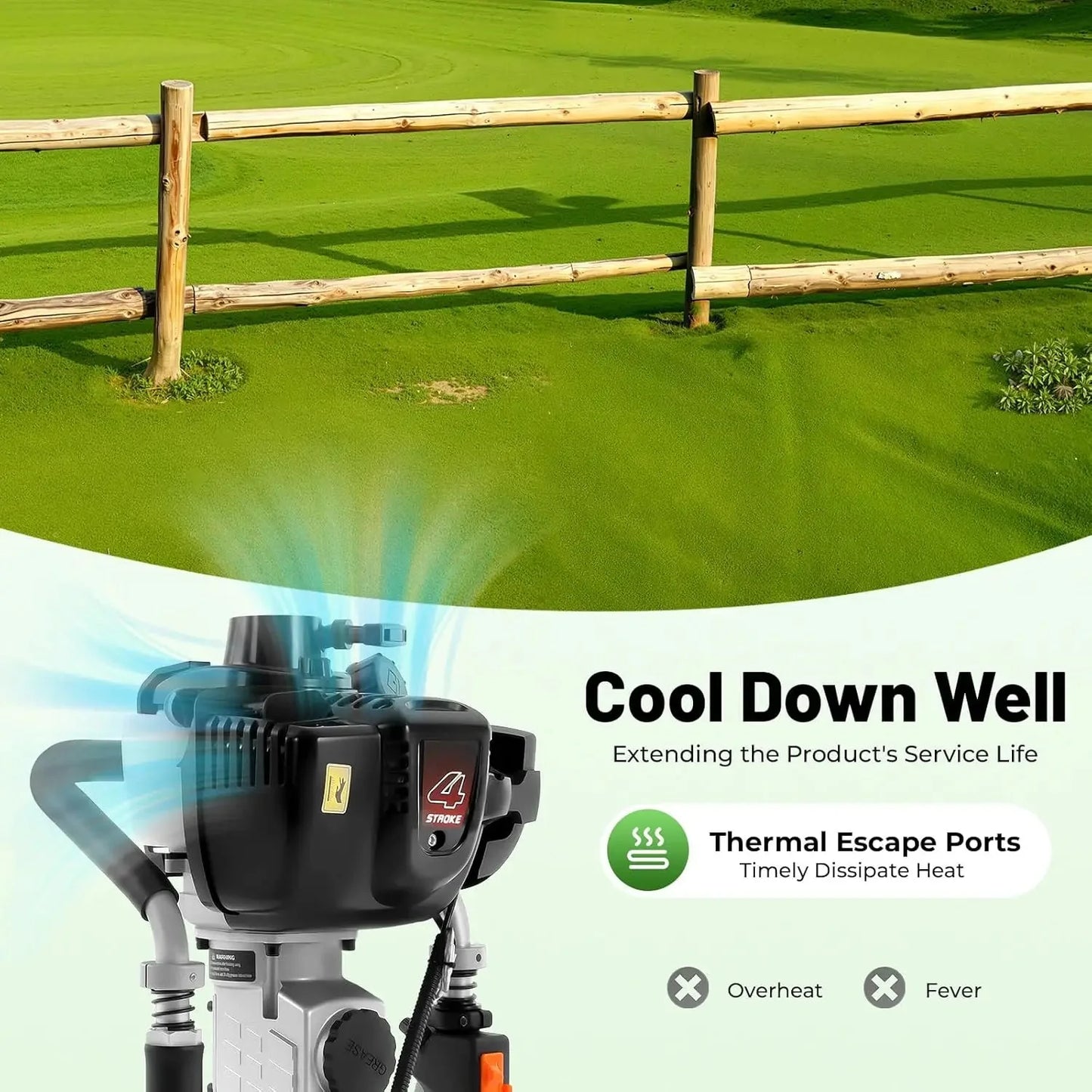 37.7CC 4 Stroke Gas-Powered T Post Driver, Gas Powered Pile Driver with Storage Box, Single Cylinder , Customized