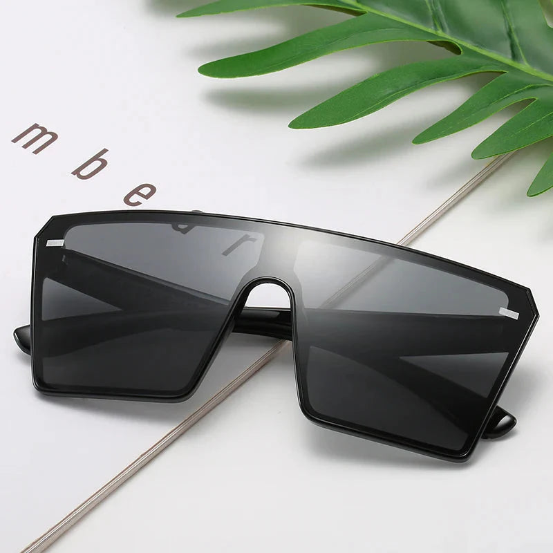 Oversized Square Sunglasses Women 2024 Luxury Brand Fashion Flat Top Red Black Clear Lens Men Fishing Shade Mirror UV400