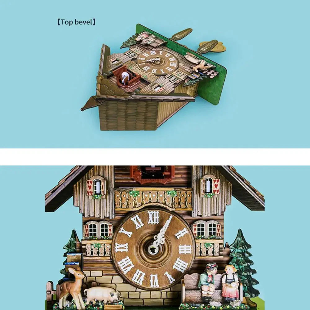 Forest Tower Wood Pendulum Vintage Clocks Vintage Silent Wood Wall Clock Wooden 3D Chiming 3D Chiming Clock Housewarming Gift