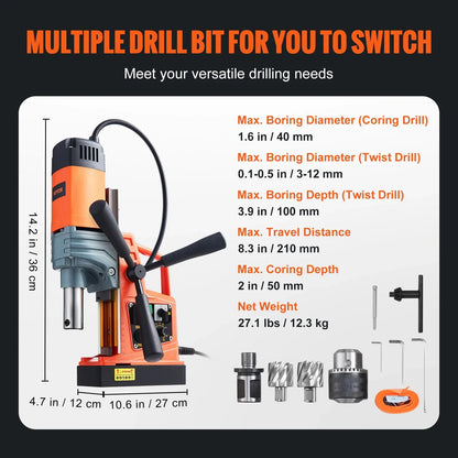 SucceBuy 1300W 1400W 2" Electric Drilling Machine Magnetic Drill Press Boring Diameter Power Drill 810 PRM Drill