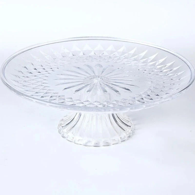Acrylic Clear Serving Plates Fruit Dessert Salad Tray Cupcake Display Stand Round Dinner Plate Kitchen Supplies