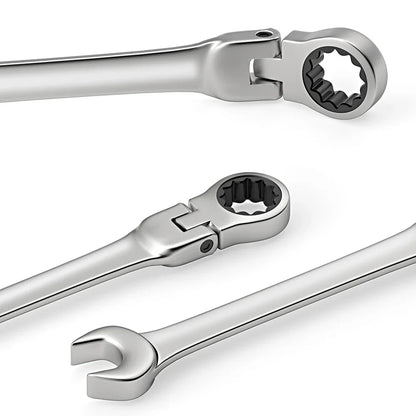 Ratcheting Combination Wrench Set, 6-22mm Metric Flex Head Ratcheting Wrench, Chrome Vanadium Steel Spanner with Bag