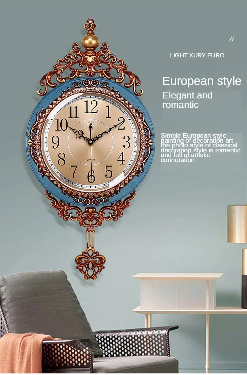 Large Luxury Gold Wall Clock Living Room Silent Creative Swing Wall watches Bedroom Quartz Clocks Wall Home Decor