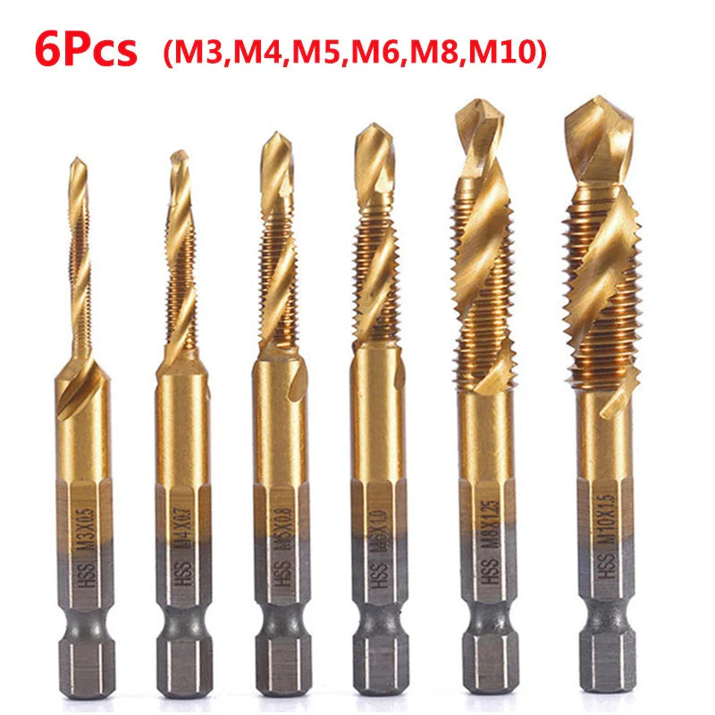 LiYu Shank Titanium Plated HSS Screw Thread Metric Tap Drill Bits Screw Machine Compound Tap M3 M4 M5 M6 M8 M10 Hand Tools