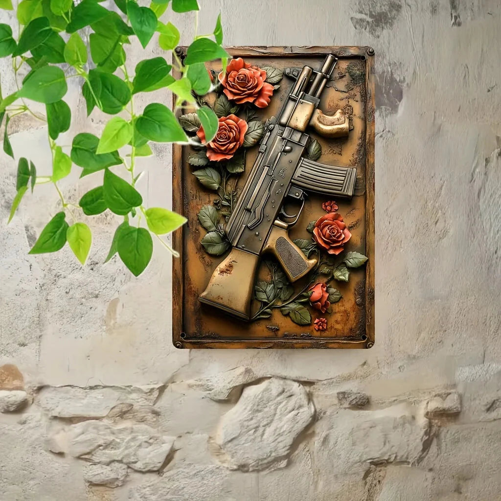 Vintage 'Hot Weapon' Aluminum Metal Sign (8"x12") - Ideal Wall Art for Man Caves, Bars, Garages & Outdoor Spaces