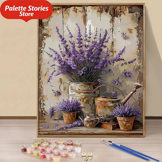 1pc Paint By Number Kits for Adults, 40x50cm/ 16x20inch, DIY Lavender Easy Oil Acrylic Painting By Numbers Kits Arts Crafts for
