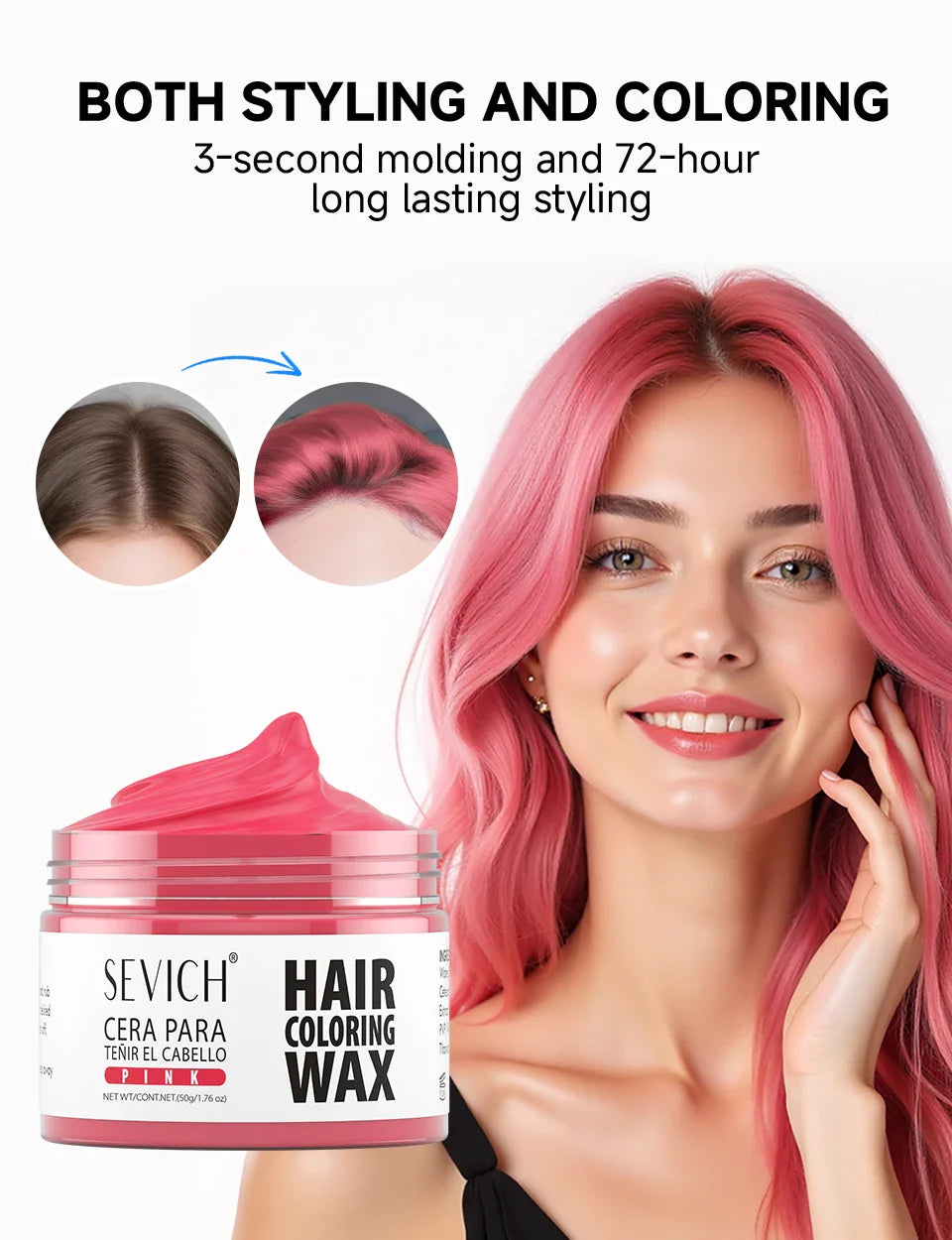 SEVICH Hair Colour Wax Temporary DIY Hair Coloring Wax One-Time Long Lasting Hair Dye Mud Cream Christmas Hair Styling Products