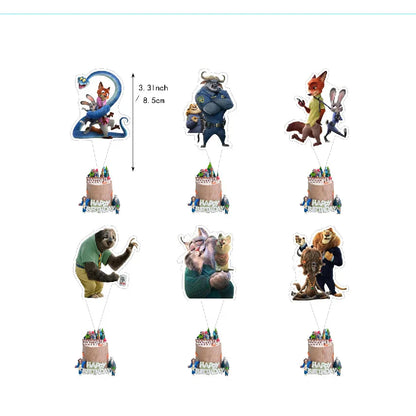 Zootopia Theme Party Supplies Nick Judy Birthday Decoration Balloon Set Tableware Kit Banner Plates Gifts Bags Keychains Sticker
