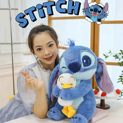 Disney Cute Stitching Duck Plush Toy Kawaii Cartoon Anime Plush Doll Sleep Pillow Soothing Toy Boy and Girl Birthday Gifts