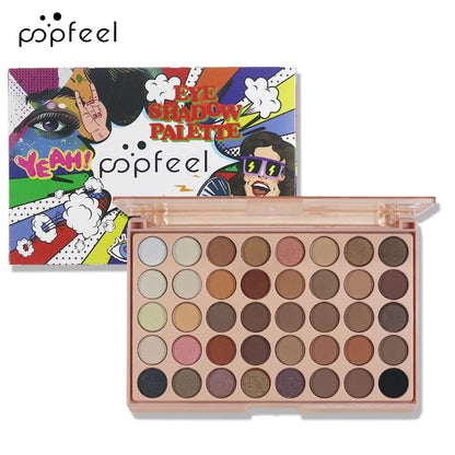 POPFEEL 40-Color Earth Tone & Pink Eyeshadow Palette – Versatile Shimmer, Matte, and Highlight Shades for Effortless Blending。