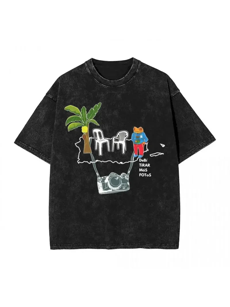 Washed T Shirts DTMF Debi Tirar Mas Fotos T-Shirts Street 2025 New Album Short Sleeve Summer Tees for Men Women