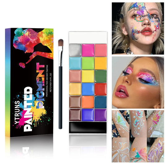 20-Color Body Paint Set – High-Pigment, Waterproof & Quick-Dry Formula with Applicators, for Stage, Festival & Cosplay Makeup