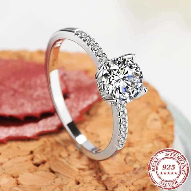 Luxury 925 Sterling Silver Classic Ring for Women jewelry Hollow ball edge diamond crown  80ct imitation diamond women's ring