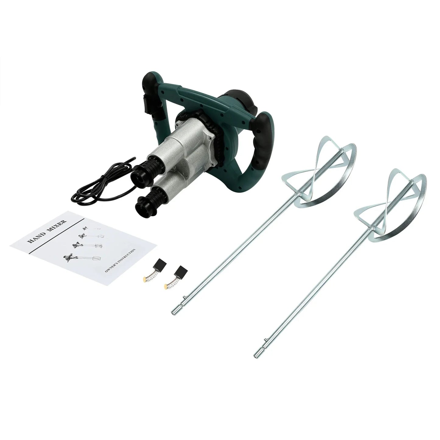 2 Paddle Cement Mixer Mortar Stirrer Concrete Paint Mortar Hand Mixer 6  Speeds Optional Red 1800W / Green 2800W