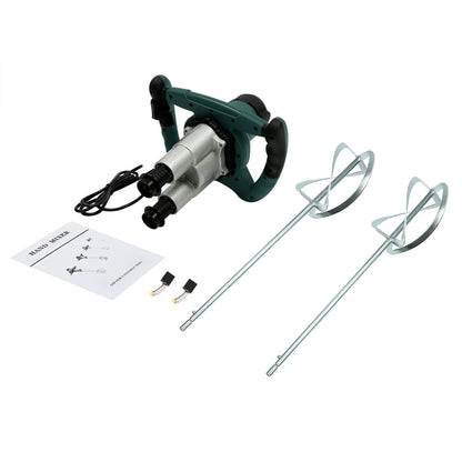 2 Paddle Cement Mixer Mortar Stirrer Concrete Paint Mortar Hand Mixer 6  Speeds Optional Red 1800W / Green 2800W