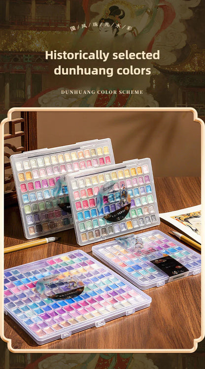 12/98/150/180 Colors Pearl Solid Water Color Paint Set Portable Professional Watercolor Painting School Art Supplies Stationery