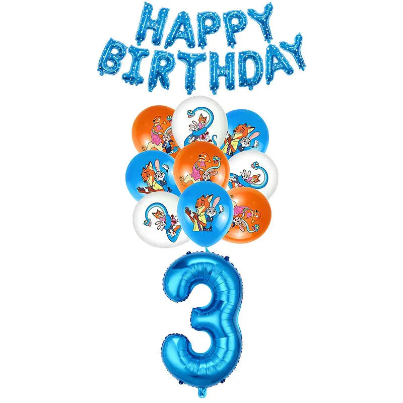 Zootopia Theme Party Supplies Nick Judy Birthday Decoration Balloon Set Tableware Kit Banner Plates Gifts Bags Keychains Sticker