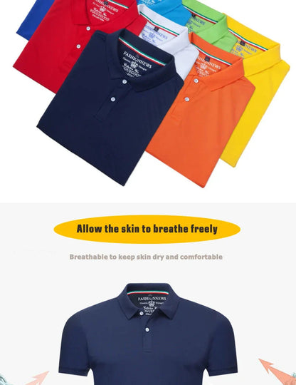Mens Polo Shirts Short Sleeve Casual Solid Color Fashion Summer Lapel Male Turndown Tops Work Clothes Breathabl Comfortable